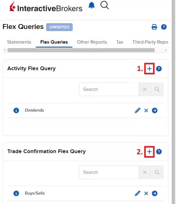 Interactive Brokers създаване на Flex Queries за Dividends и Buys/Sells